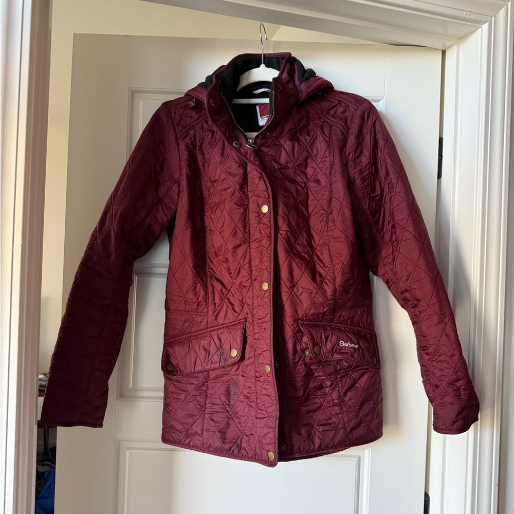 Barbour Women's Quilted Puffer Jacket in Deep Red